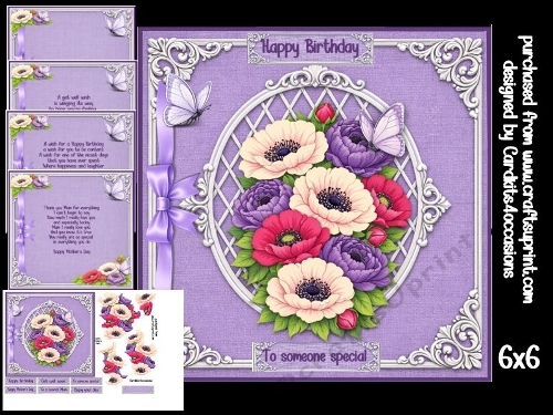 Lattice framed flowers 6x6