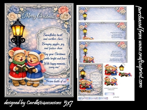 Little mouse carolers 5x7