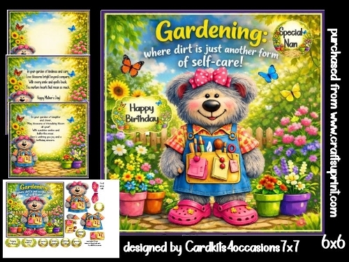 Gardening Bear 6x6