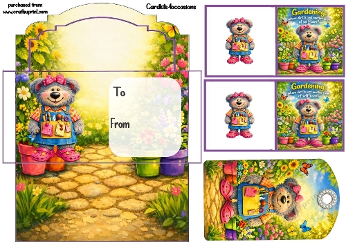 Gardening Teddy Money Envelope