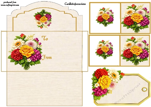 Joyful blooms Money envelope and tags