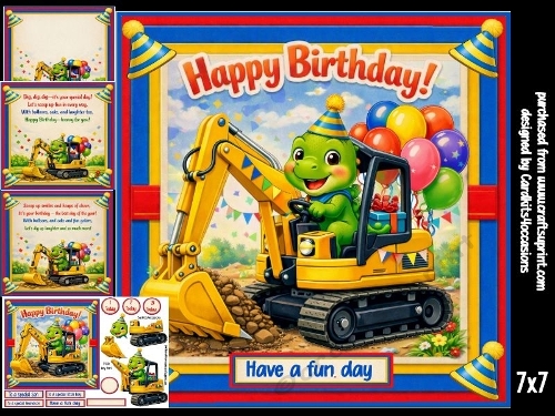 Dino on a digger