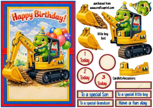 Dino on a digger
