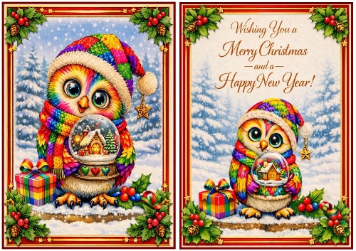 A cute festive owl A5