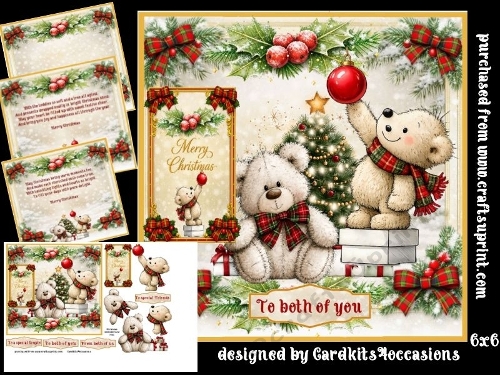 Soft bears and lights aglow 6x6