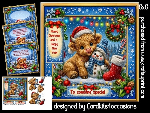 Hamish and snowy send Christmas wishes 6x6