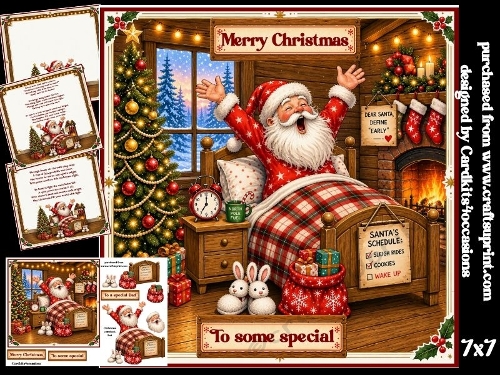 Santa wakes with a cheer