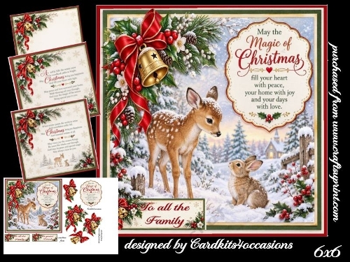 Festive Deer and Hare 6x6
