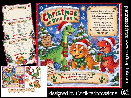 Festive Dinosaurs 6x6