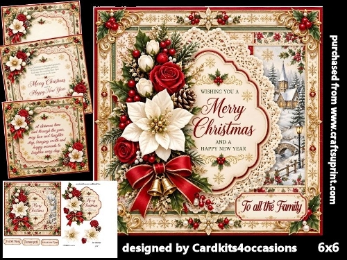 Traditional Christmas Flowers 6x6