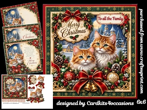 Traditional christmas cats 6x6