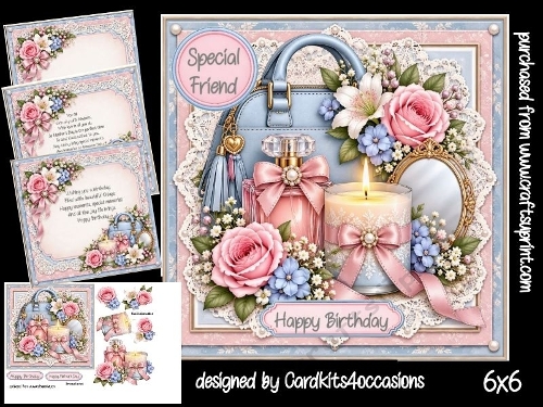 Perfume candle and flowers 6x6