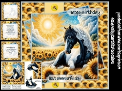Horse and sunflowers