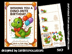 A Dinosaur stomps by 5x7