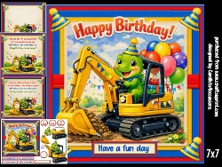 Dino on a digger