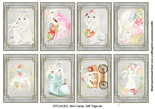 Bunnykins Toppers / Mini Cards / Tags