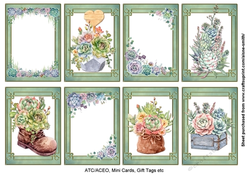 Succulents Mini Cards / Tags