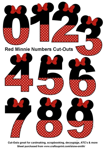 Red Minnie Numbers Cut-Outs