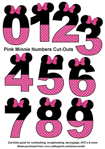 Pink Minnie Numbers Cut-Outs