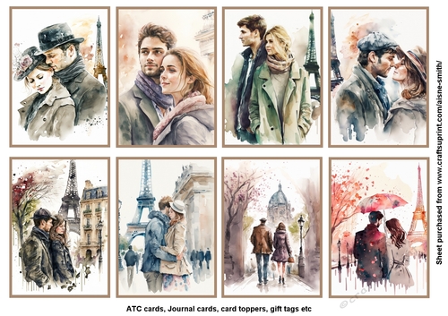 Paris Romance ATC / Cards / Tags