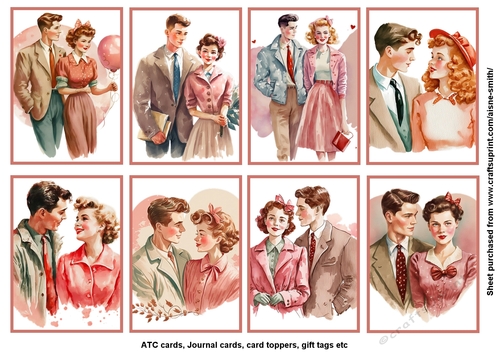 Retro Couples ATC / Cards / Tags