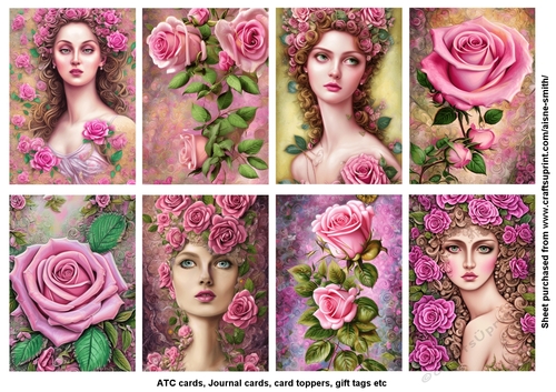 Pink Roses ATC / Cards / Tags