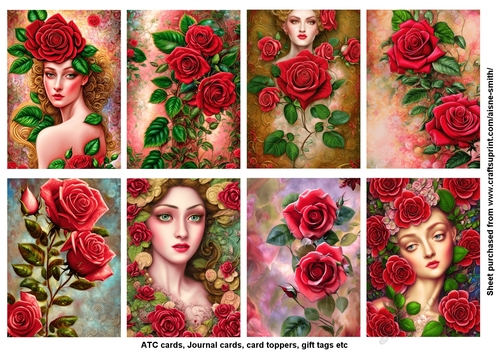 Red Roses ATC / Cards / Tags