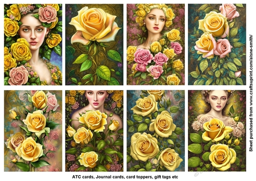 Yellow Roses ATC / Cards / Tags