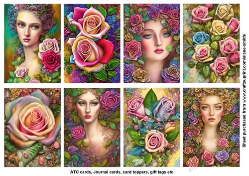Rainbow Roses ATC / Cards / Tags