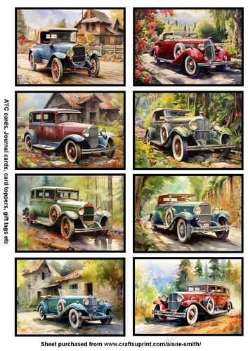 Vintage Car Tags / Mini Cards
