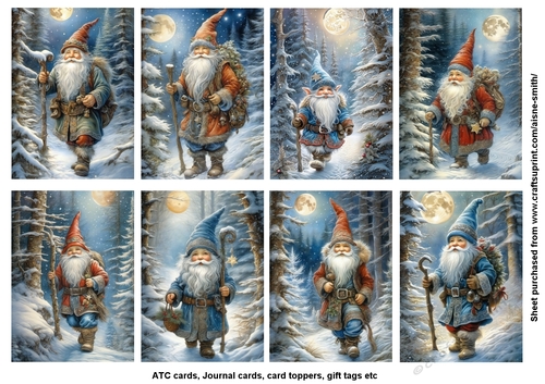 Winter Gnome Tags / Toppers/ ATC Cards / Journal Cards