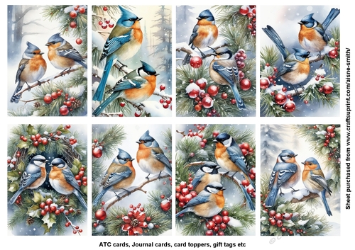Winter Birds Tags / Toppers / Journal cards / ATC cards
