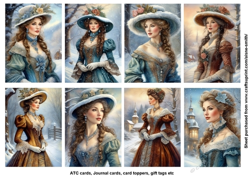 Victorian Winter Lady Tags / Toppers / Journal Cards / ATC Cards
