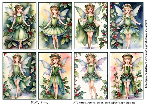 Holly Fairy Tags / Toppers / ATC