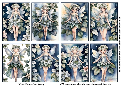 Red Poinsettia Fairy Tags / Toppers / ATC