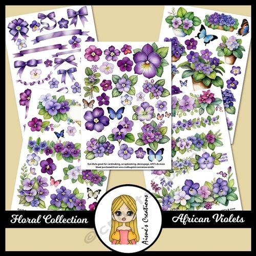 African Violets Floral Cut-outs & Embellishments