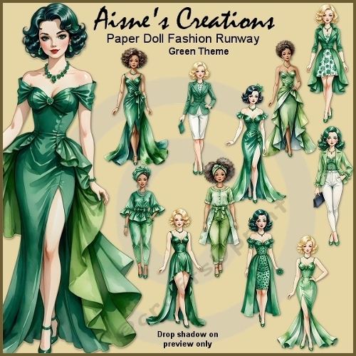 Paper Doll Fashion Runway - Green Theme