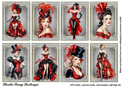 Moulin Rouge Burlesque Mini Cards / Gift Tags / ATC Cards