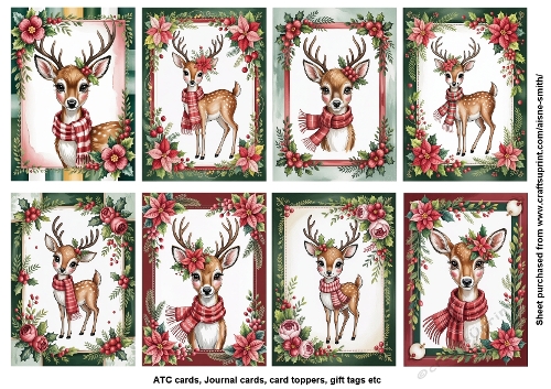 Deer Winter Floral Tags / Toppers