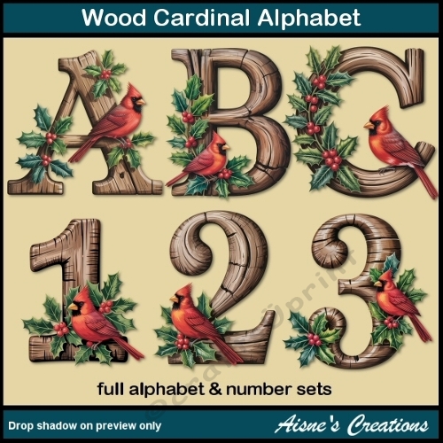 Wood Cardinal Alphabet & Numbers