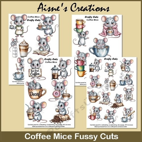 Coffee Mice Fussy Cuts