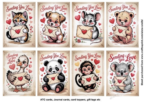 Sending Love Animal Toppers / Tags / ATC