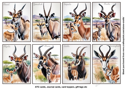 African Antelope Toppers / Tags / ATC Cards
