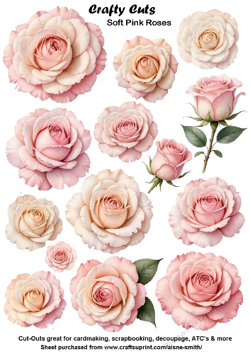 Soft Pink Roses Fussy Cuts Collage Sheet
