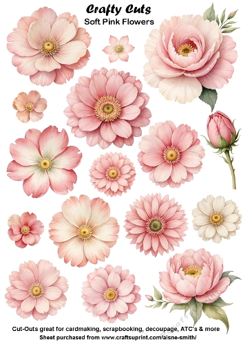 Soft Pink Floral Fussy Cuts Collage Sheet