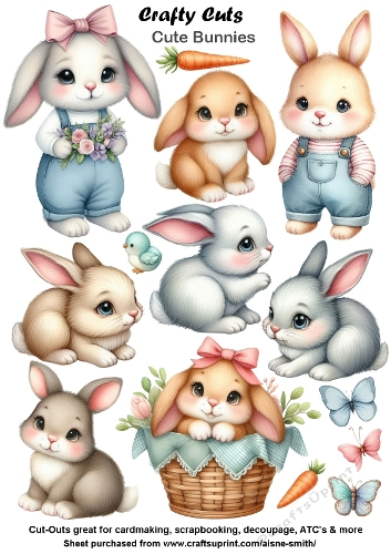 Cute Bunny Fussy Cuts Collage Sheet