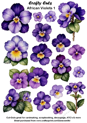 African Violets 1 Fussy Cuts Collage Sheet