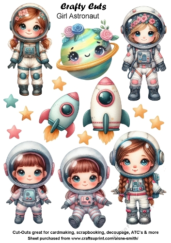 Girl Astronaut Fussy Cuts Collage Sheet