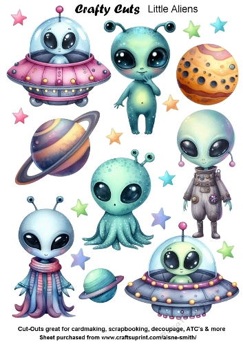 Little Alien Fussy Cuts Collage Sheet
