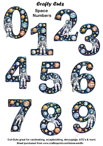 Space Numbers Fussy Cuts Collage Sheet